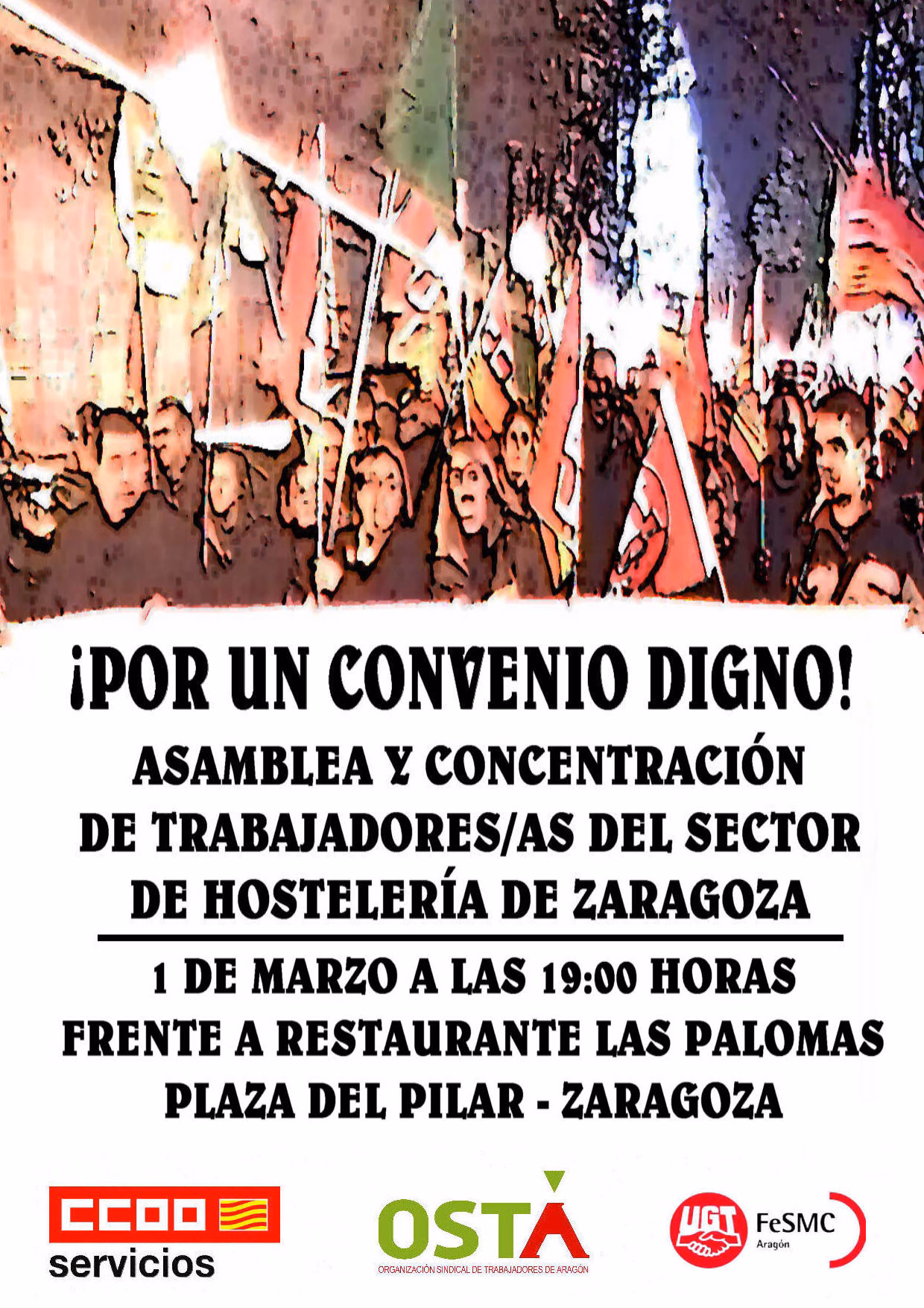 CONCENTRACION POR EL CONVENIO DE HOSTELERIA DE ZARAGOZA: 1 MARZO