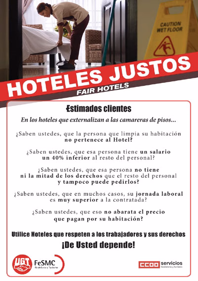 Campaña sindical Hoteles justos, derecho de los trabajadores y trabajadoras