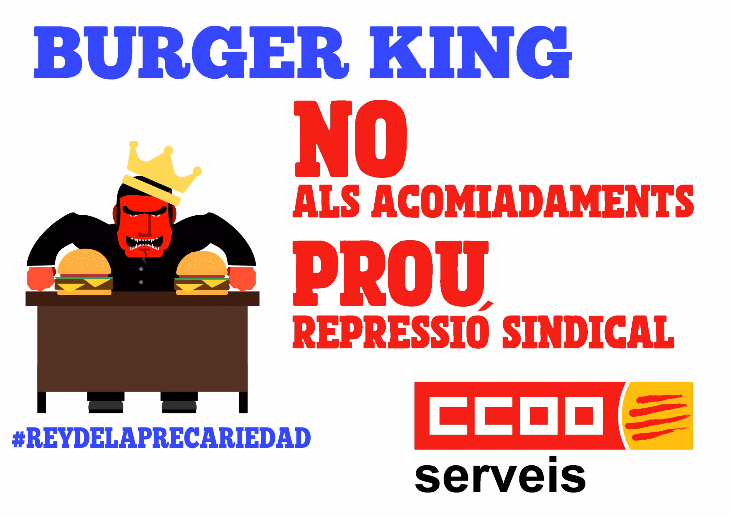 CCOO se concentrará ante Burger King para denunciar los traslados, despidos y represión sindical